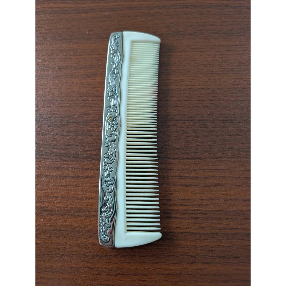Vintage Silver Plated Vanity Set Mirror Brush Comb 3 Piece Victorian Ornate